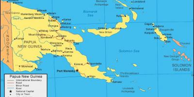 Քարտեզ Պապուա-Նոր Գվինեայում և հարևան երկրներում