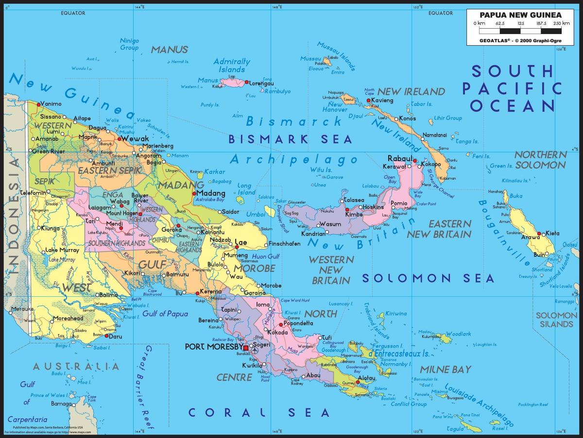 մանրամասն քարտեզը ' Պապուա-Նոր Գվինեայի
